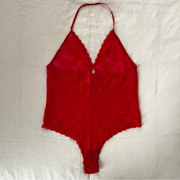 ☀️VTG VICTORIA’S SECRET Lace Bow Detail Halter Sexy Thong Bodysuit - Picture 6 of 8